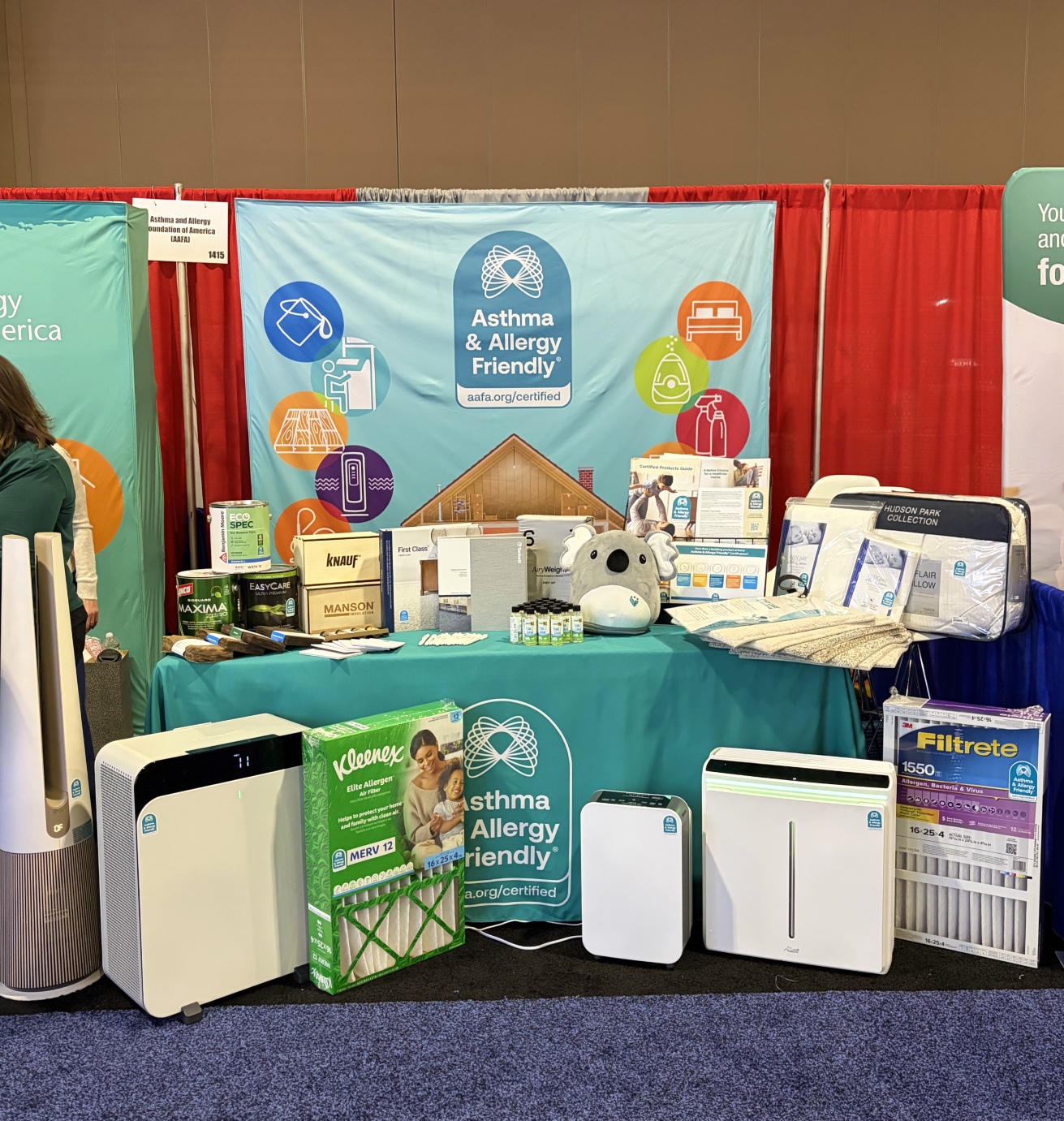 Certified Asthma & Allergy Friendly® products displayed at the AAAAI 2026 booth in Philadelphia.