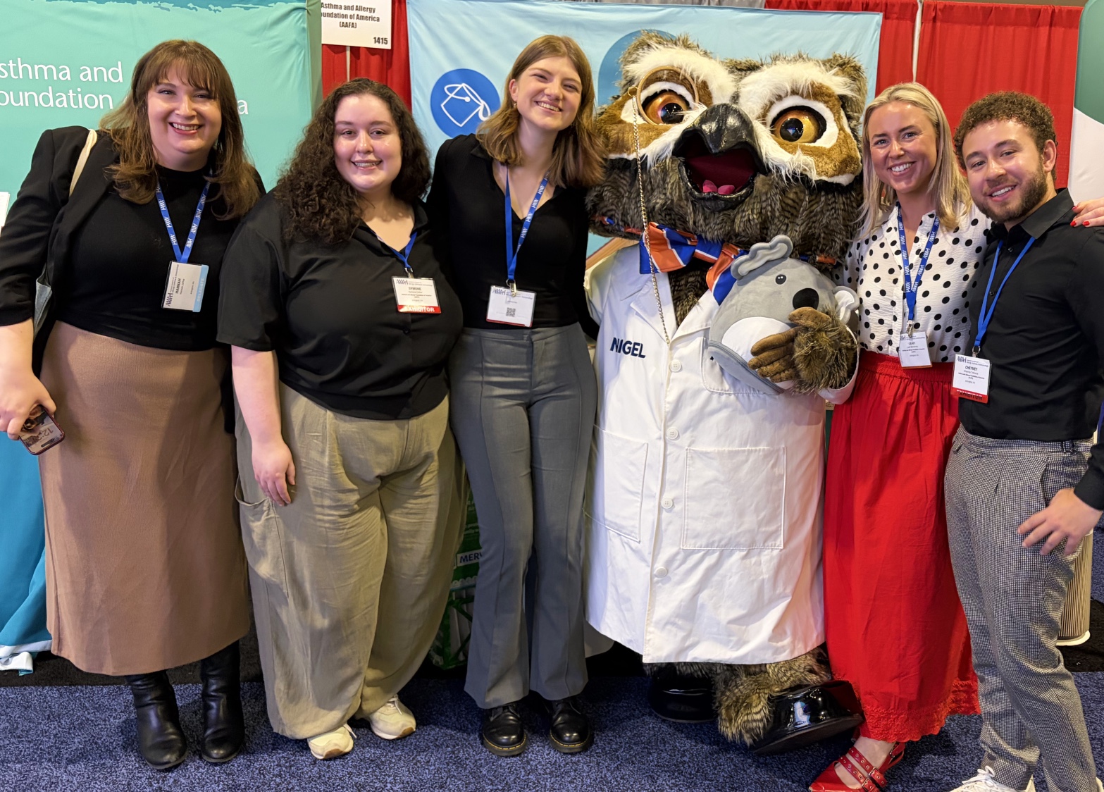 AAFA team with Leah McInerney from the Asthma & Allergy Friendly® Certification Program at AAAAI 2026 in Philadelphia.