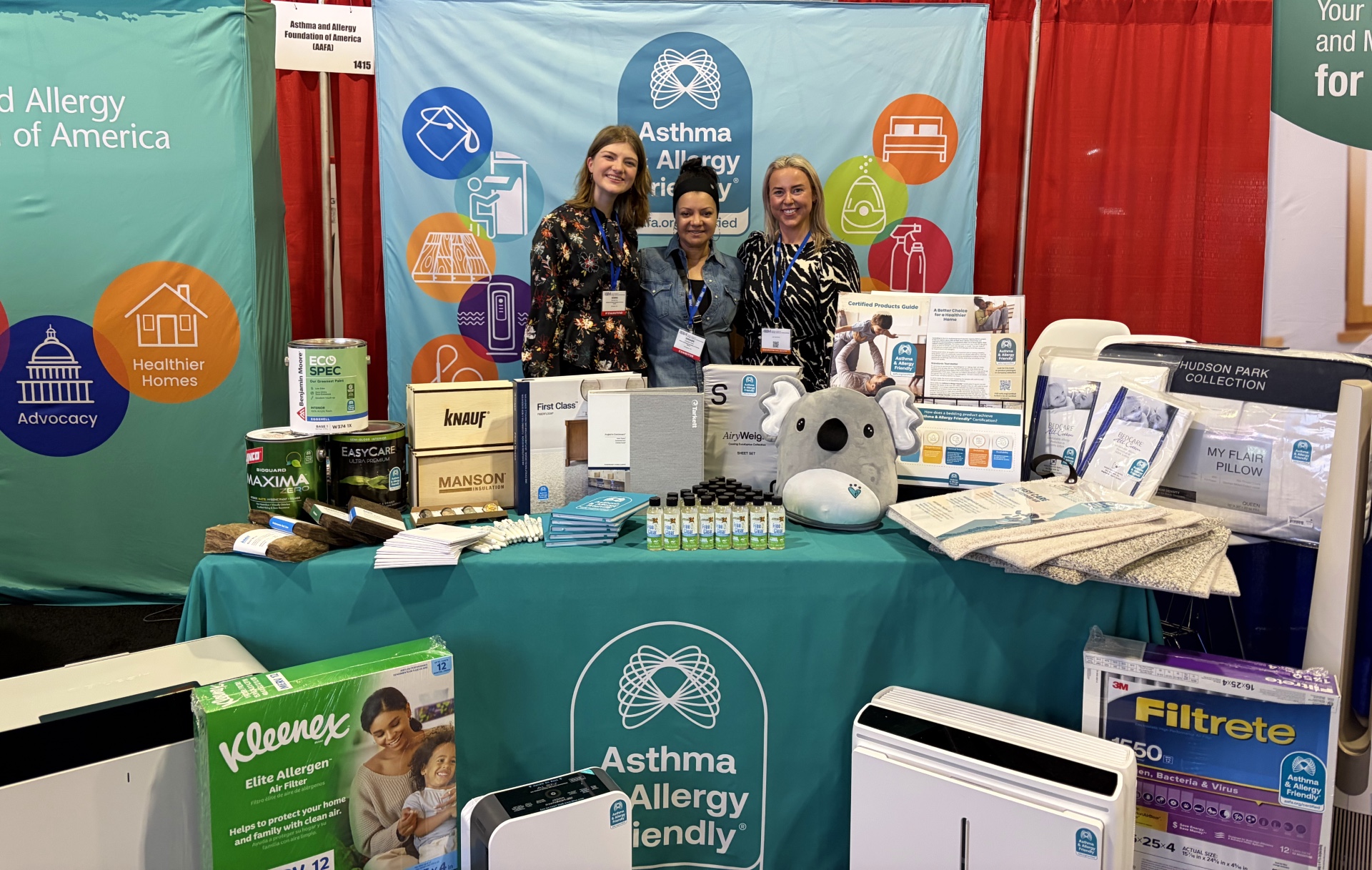 Purfect Palz Certified soft toy displayed at the Asthma & Allergy Friendly® Certification Program booth at AAAAI 2026.